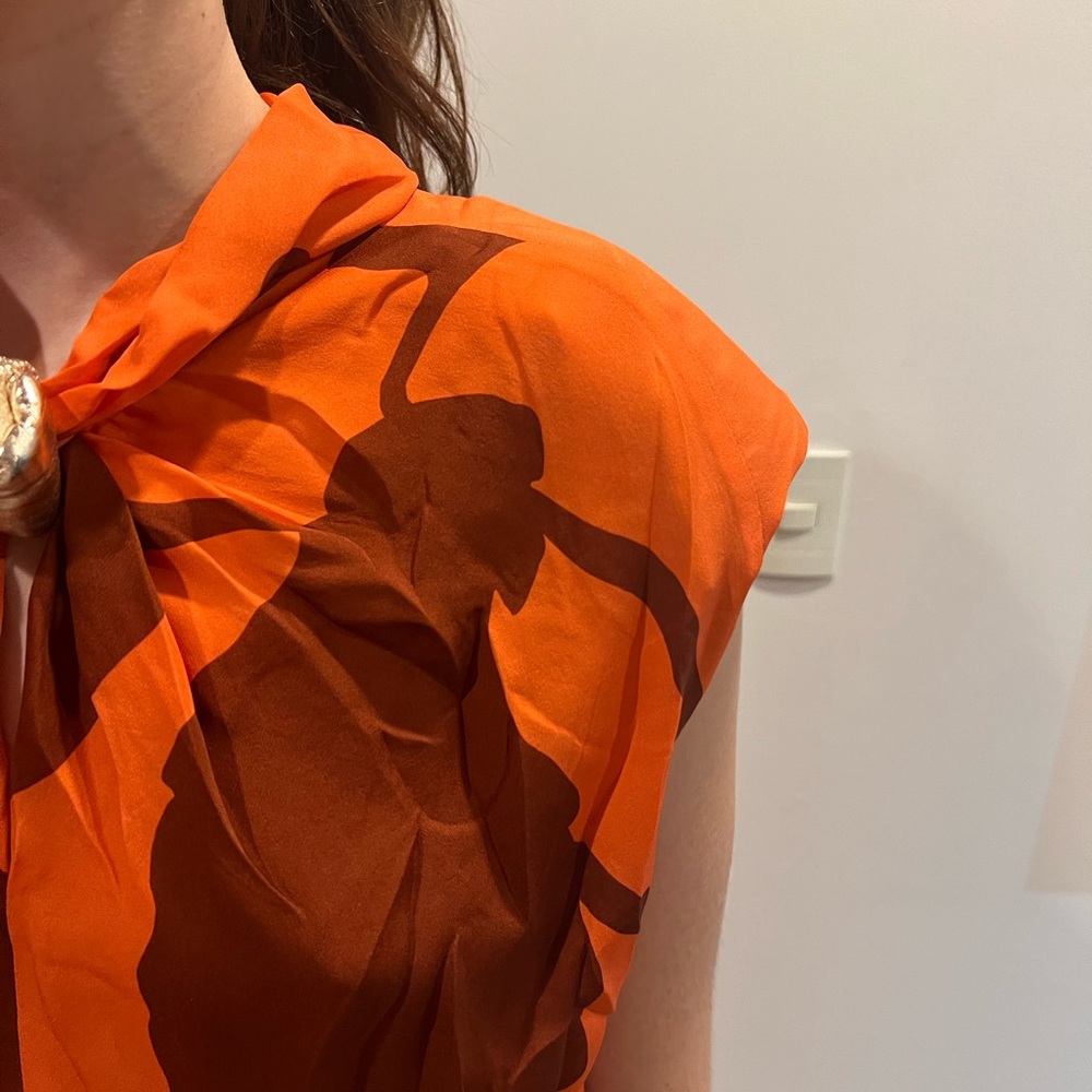 Johanna Ortiz Orange and Brown Abstract Floral Maxi Dress - Picture 14 of 14